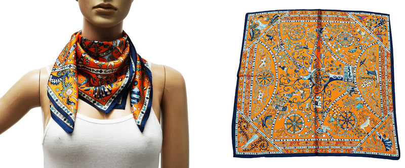 Vintage Nautical Silk Feel Scarf-S2410