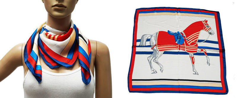 Elegant Horse Print Silk Scarf-S2413