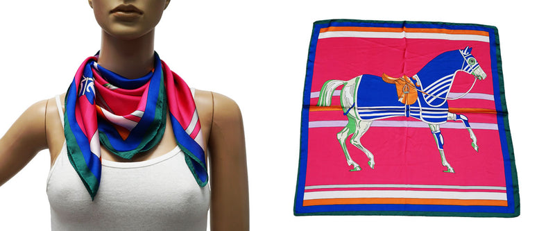 Elegant Horse Print Silk Scarf-S2413