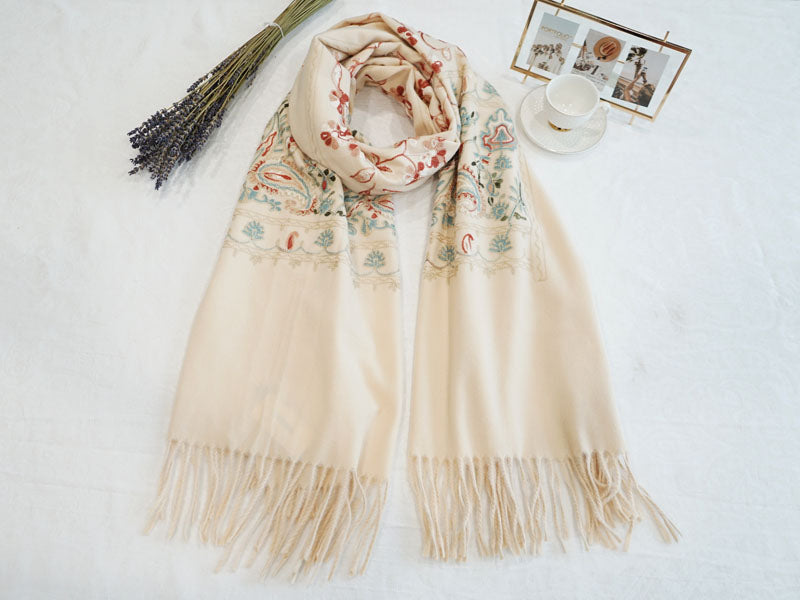 Cashmere Feel Floral Tassel Scarf-S2414