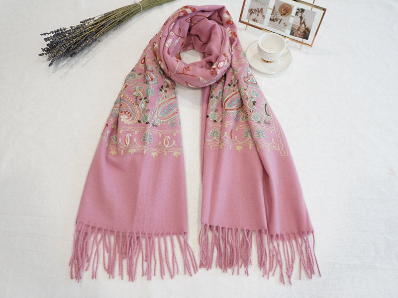 Cashmere Feel Floral Tassel Scarf-S2414