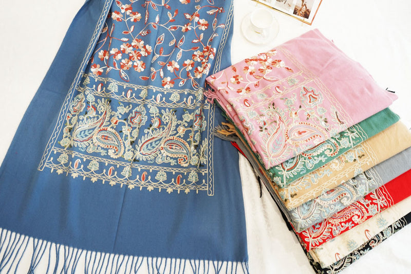 Cashmere Feel Floral Tassel Scarf-S2414