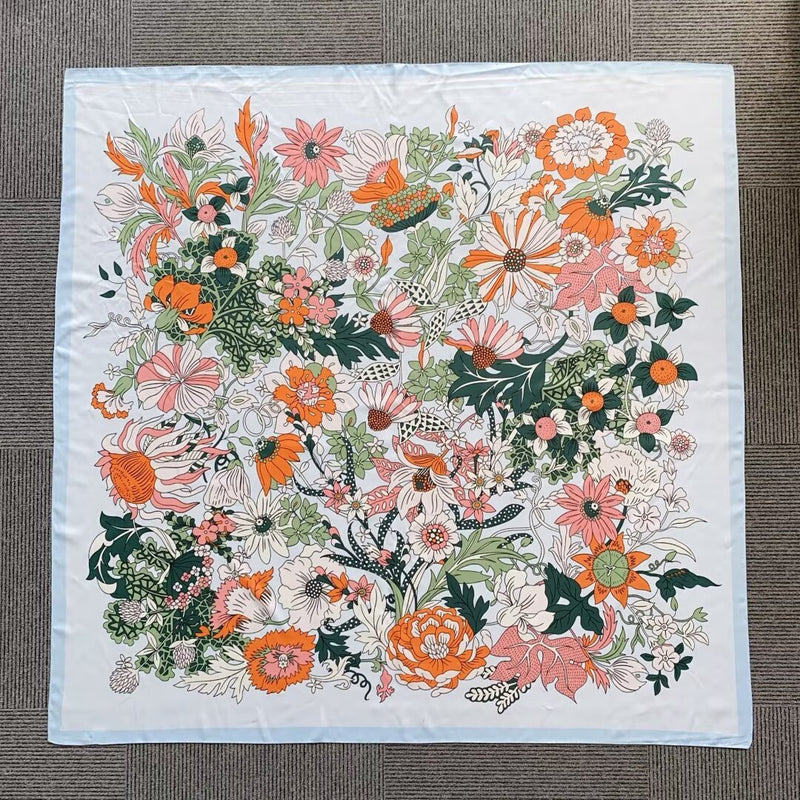 Floral Silk-Feel Square Scarf-S2501