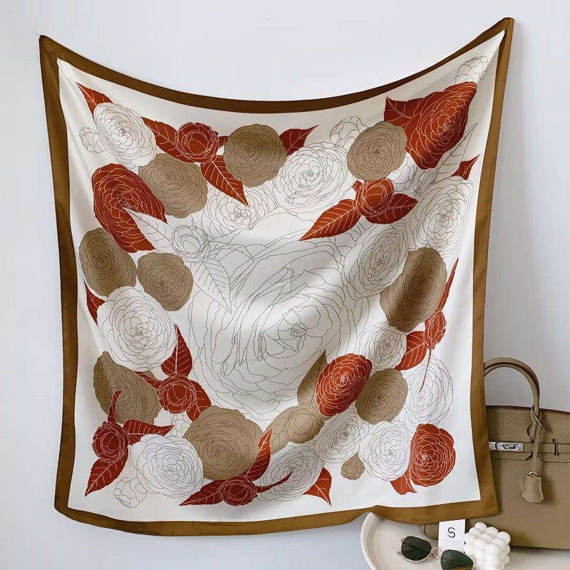 Silk Feel Floral Scarf-S2507