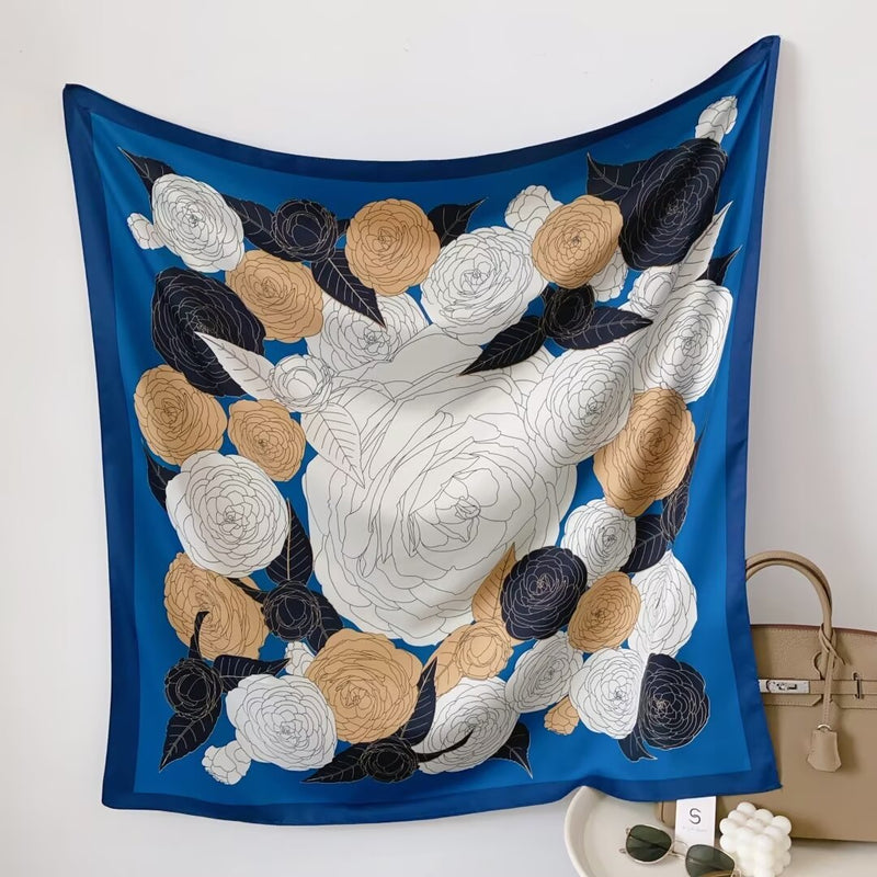 Silk Feel Floral Scarf-S2507