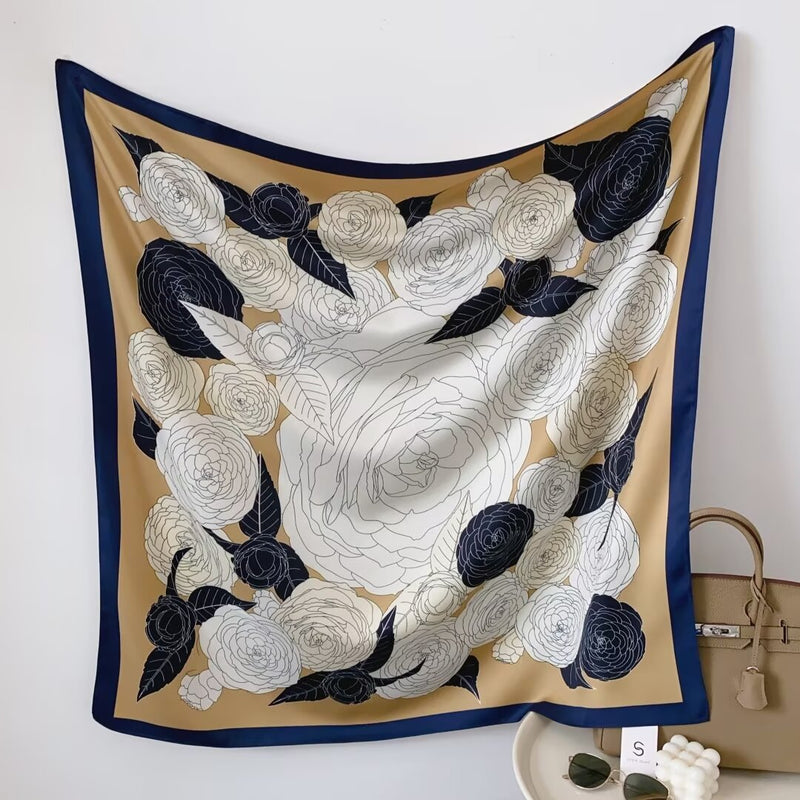 Silk Feel Floral Scarf-S2507