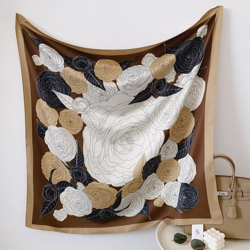 Silk Feel Floral Scarf-S2507