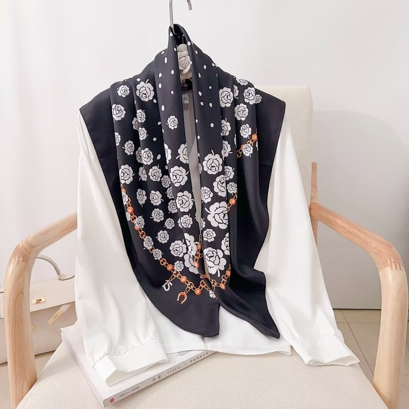 Silk Feel Rose Scarf-S2508