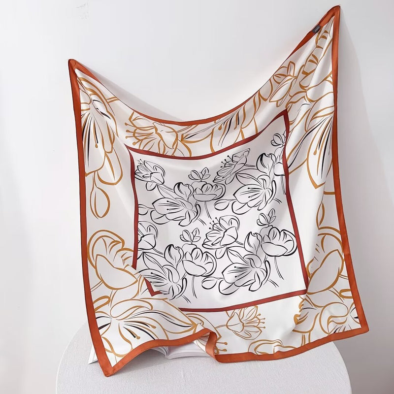 Silk Feel Floral Scarf-S2509