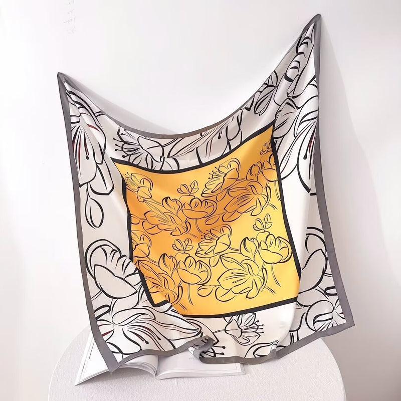 Silk Feel Floral Scarf-S2509