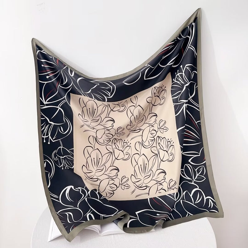 Silk Feel Floral Scarf-S2509