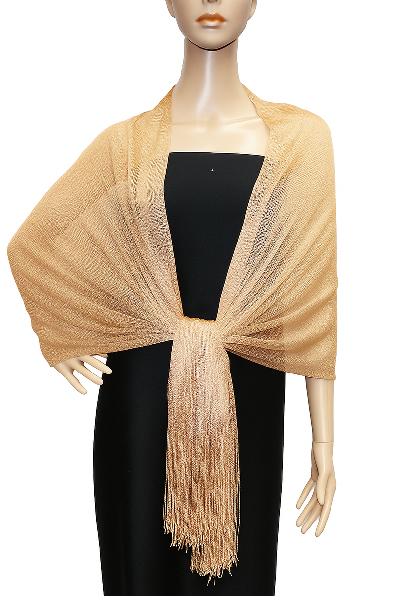 Shimmering Fringe Evening Shawl-SHW011