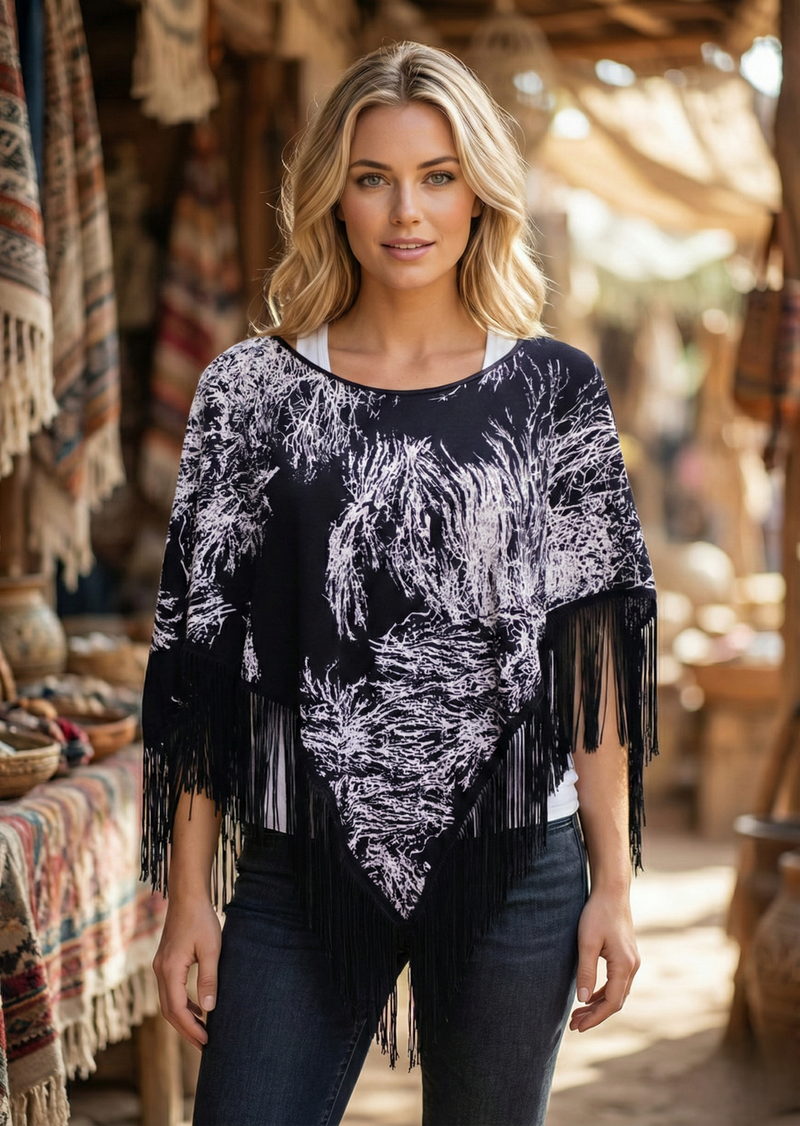 Abstract Fringe Poncho-SHW1616