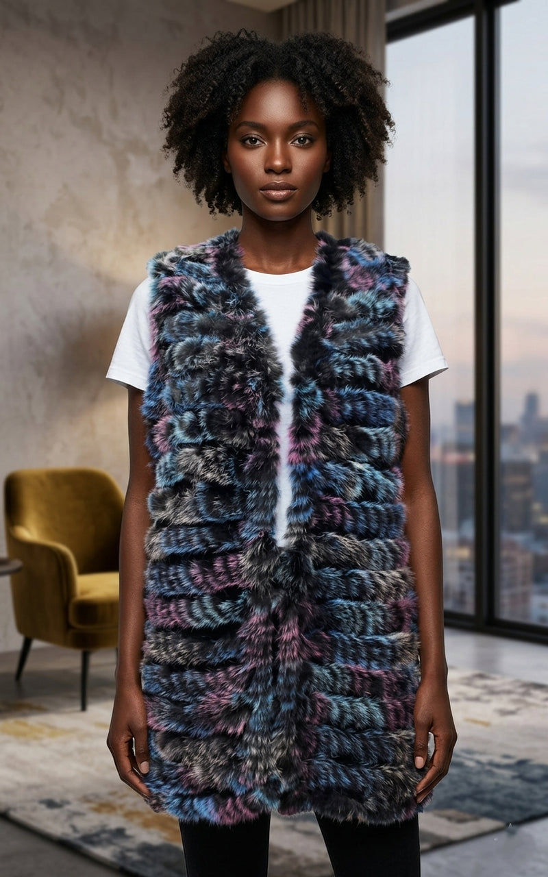 Rabbit Fur Patterned Vest - SHW1702