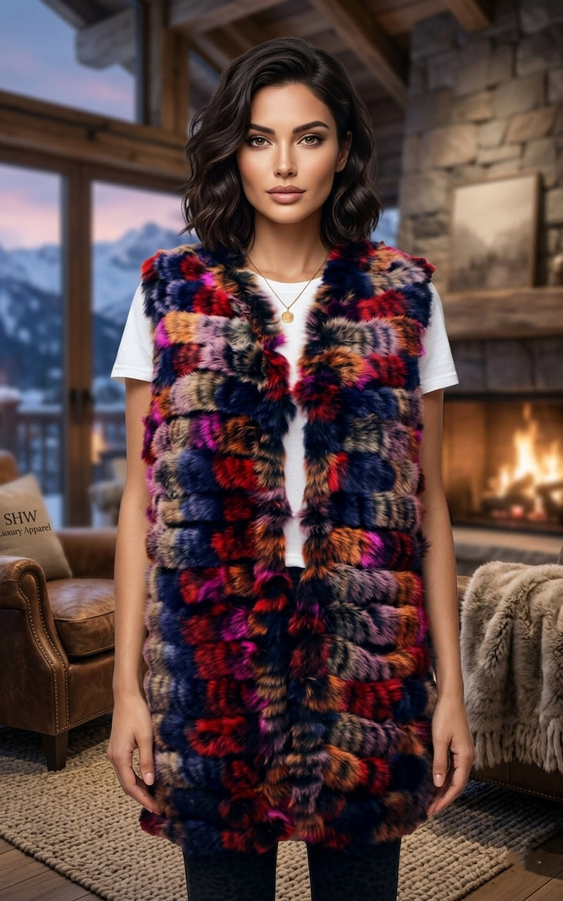 Rabbit Fur Patterned Vest - SHW1702