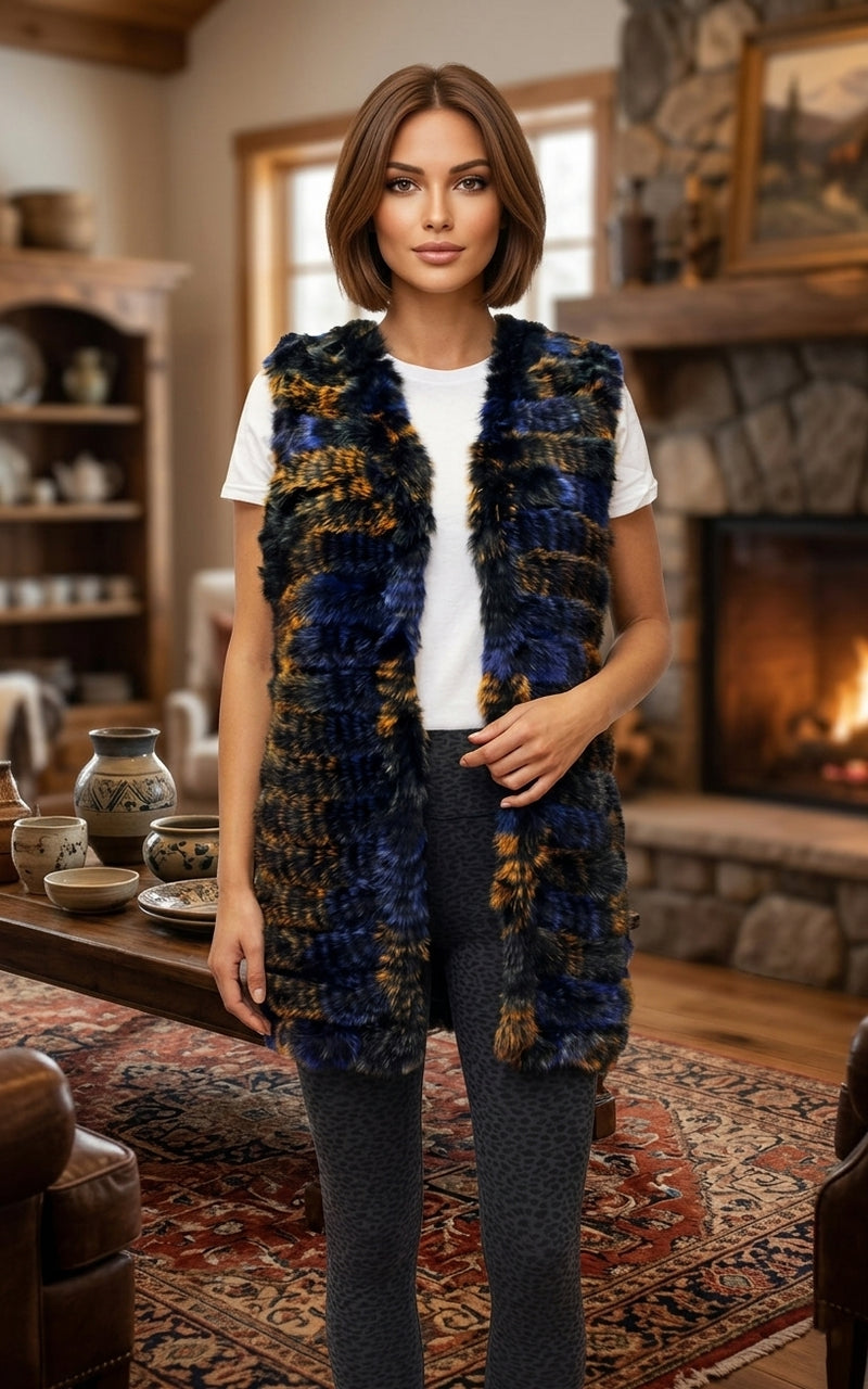Rabbit Fur Patterned Vest - SHW1702