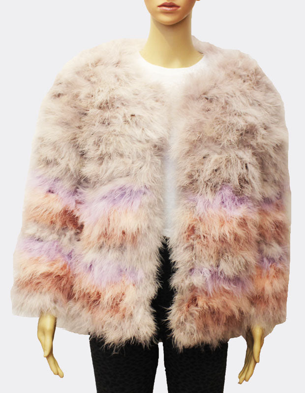 Fluffy Ombre Turkey Fur Coat-SHW1703
