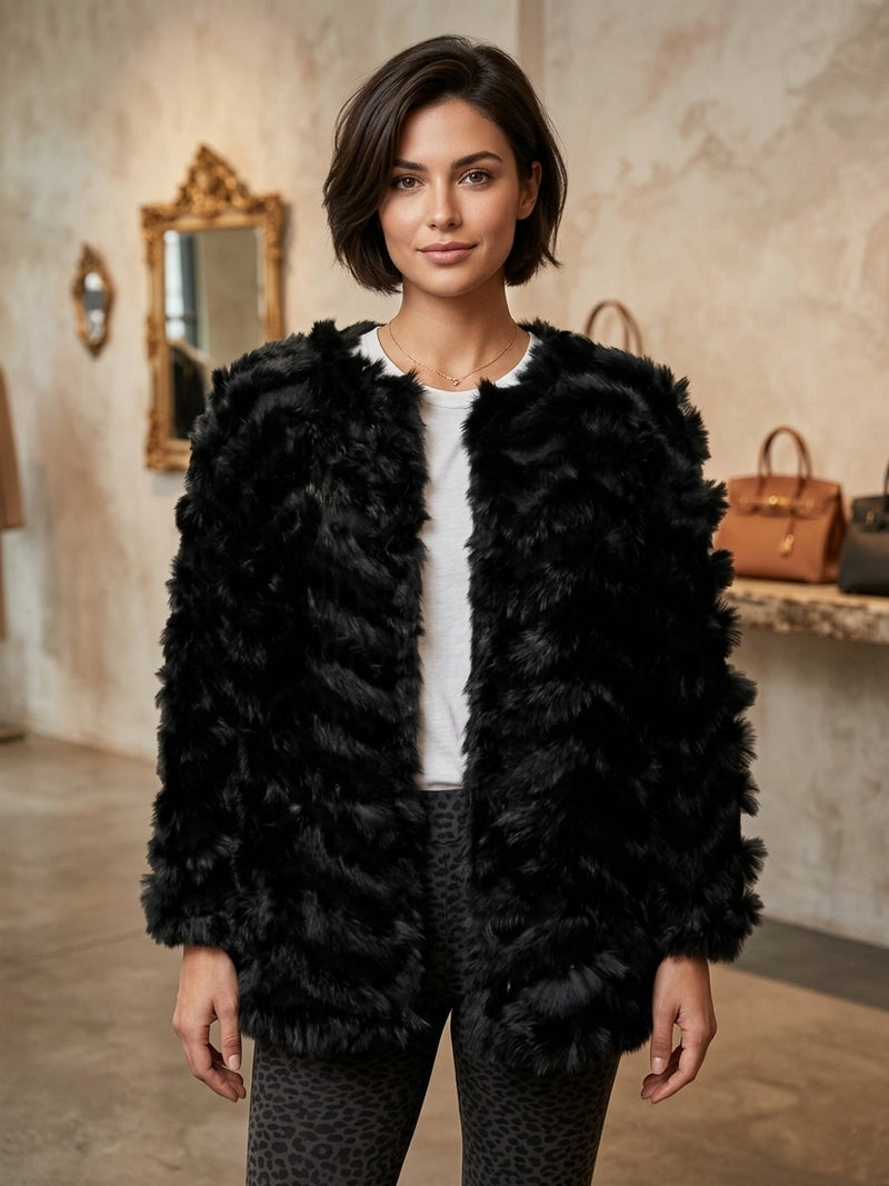 Elegant Rabbit Fur Jacket-SHW1709