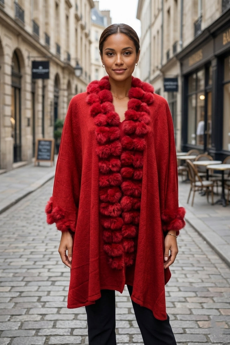 Rabbit Trim Cardigan Wrap - SHW1716