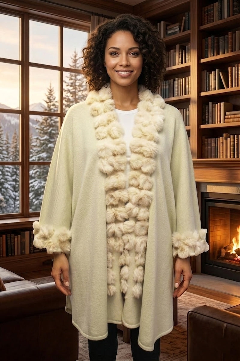 Rabbit Trim Cardigan Wrap - SHW1716