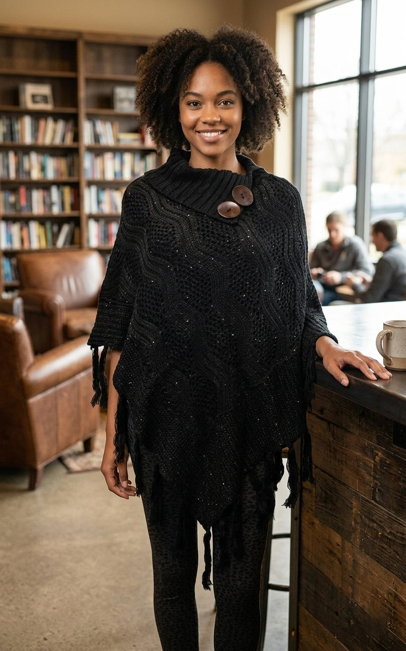 Elegant Knit Cowl Poncho-SHW1723