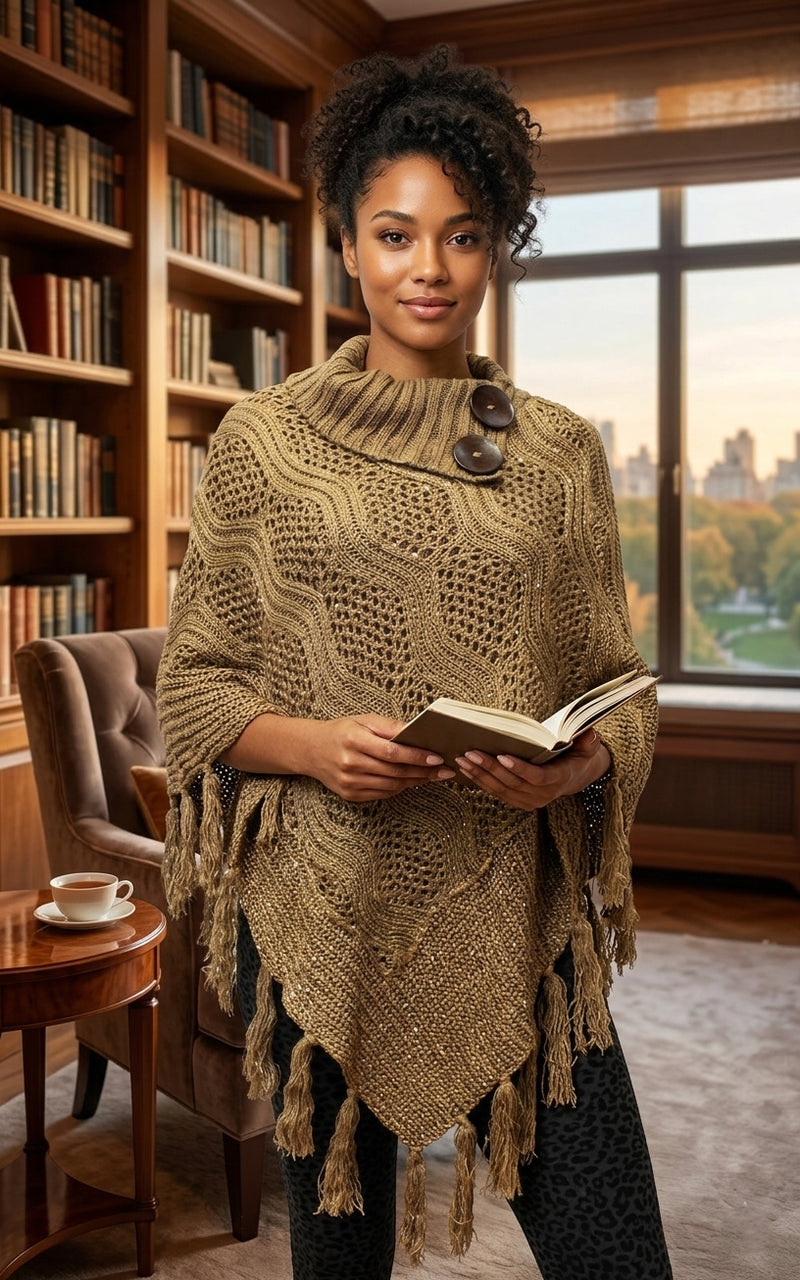 Elegant Knit Cowl Poncho-SHW1723
