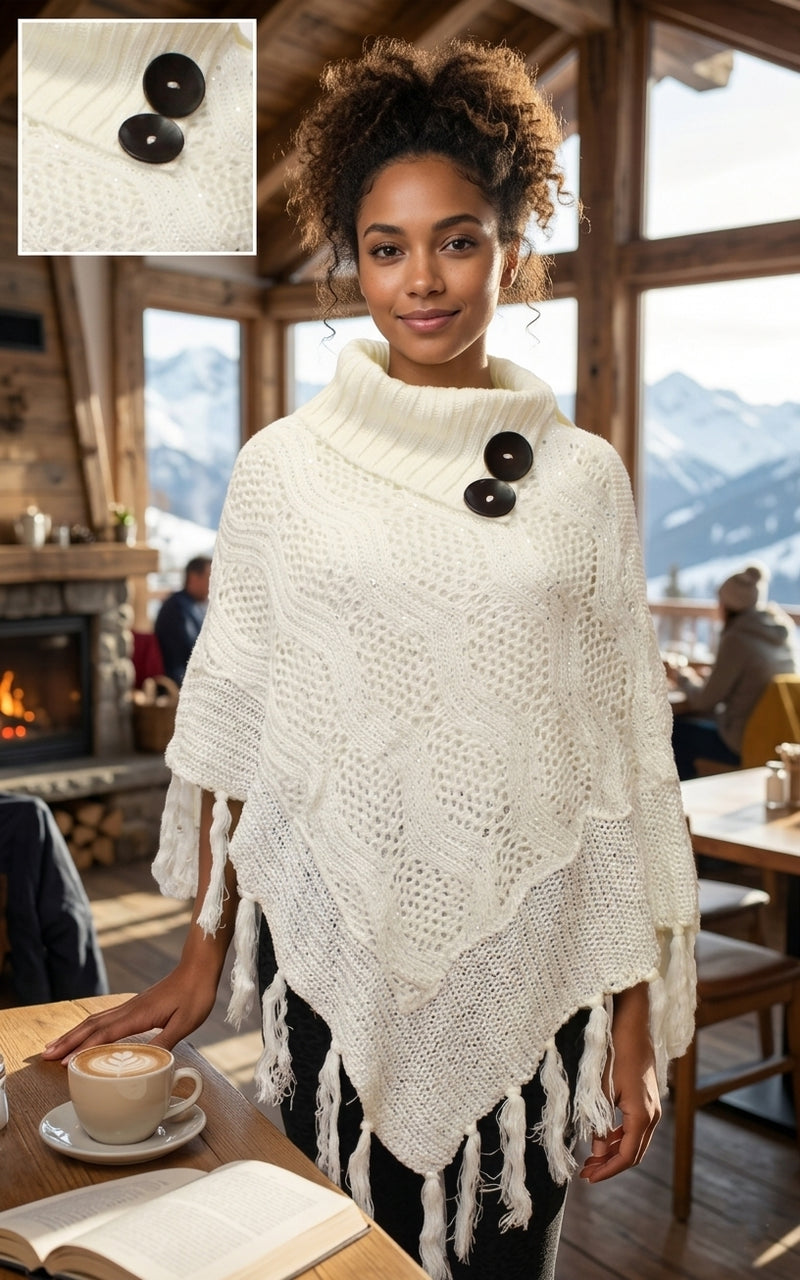 Elegant Knit Cowl Poncho-SHW1723