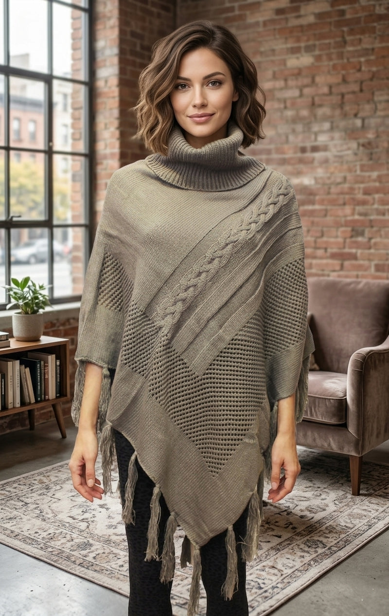 Cozy Cable Knit Poncho-SHW1724