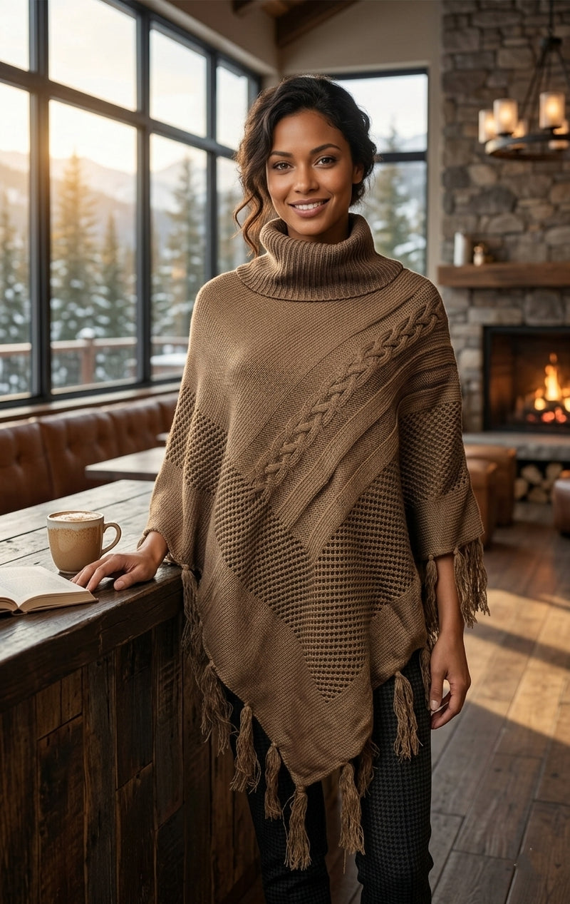Cozy Cable Knit Poncho-SHW1724