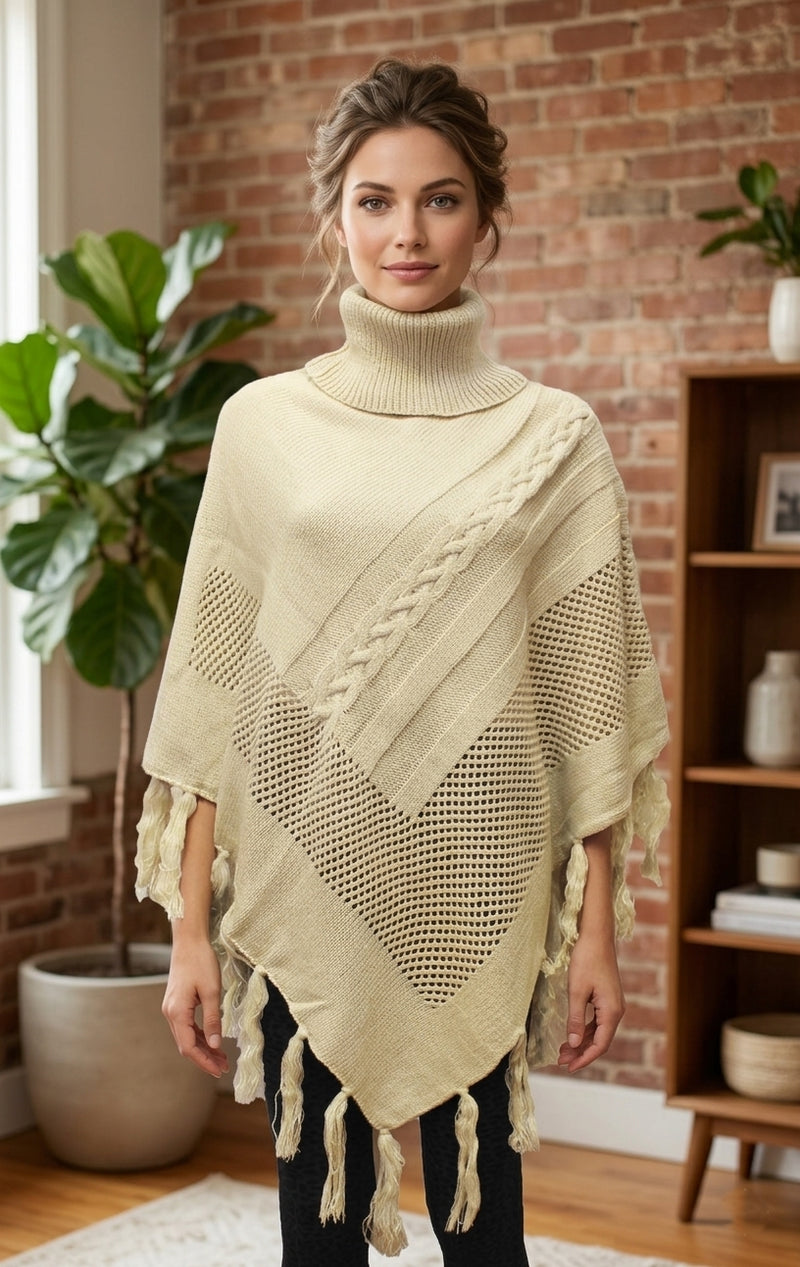 Cozy Cable Knit Poncho-SHW1724