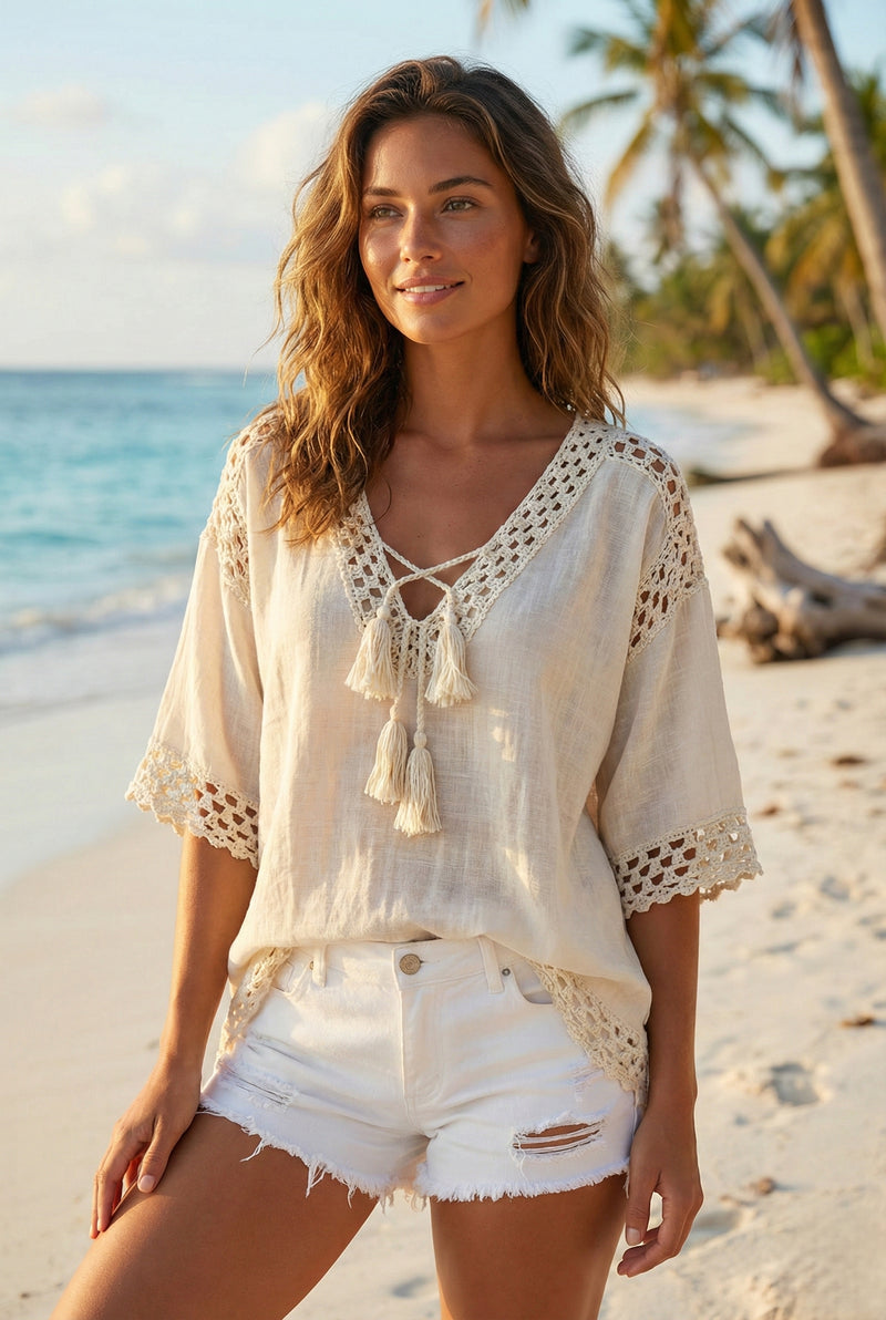 Boho Crochet Beach Tunic-SHW1801