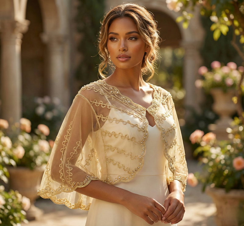 Elegant Beaded Mesh Bolero-SHW1806