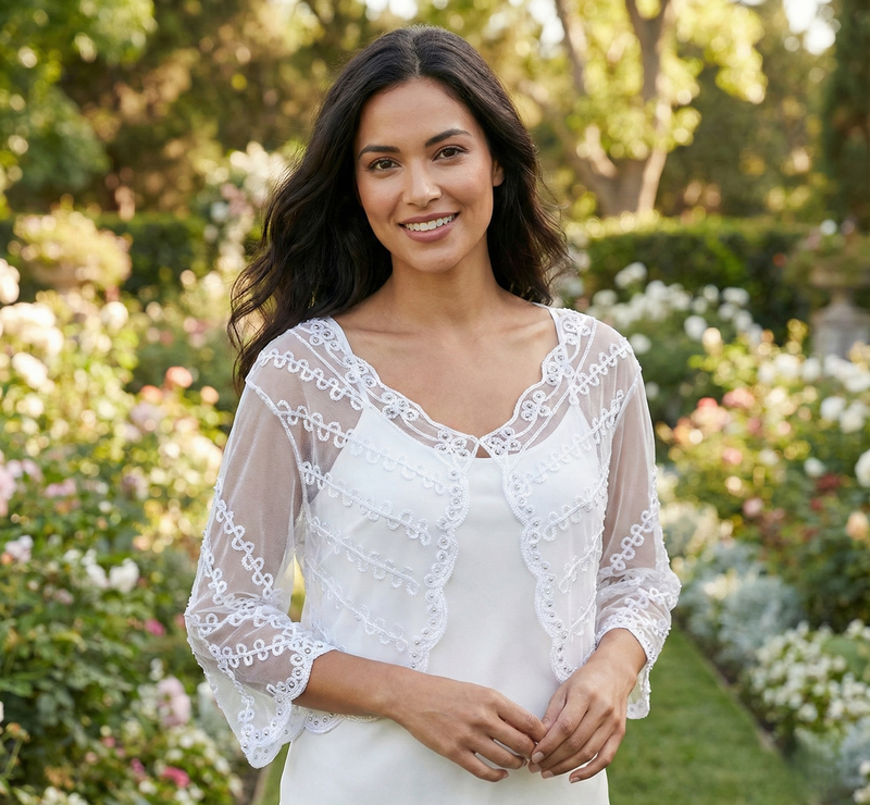 Elegant Beaded Mesh Bolero-SHW1806