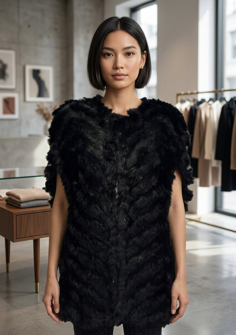 Luxe Rabbit Fur Cape-SHW1810