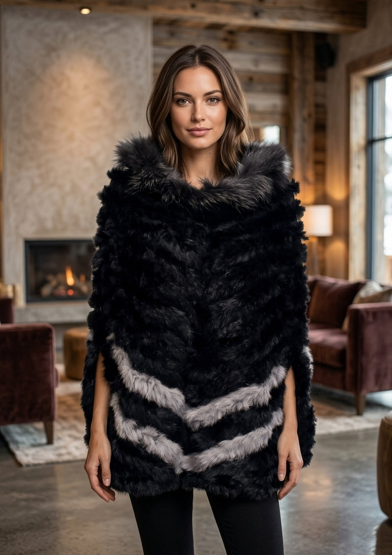 Elegant Rabbit Fur Poncho-SHW1813
