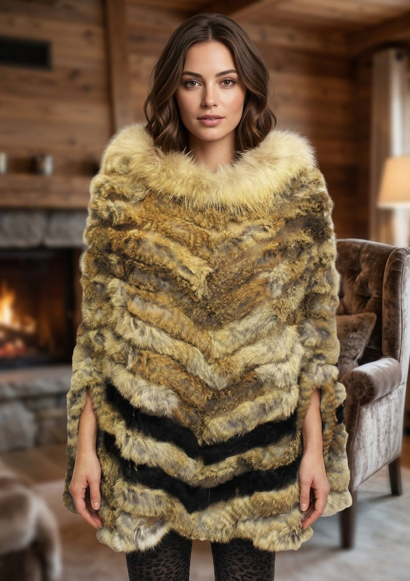 Elegant Rabbit Fur Poncho-SHW1813