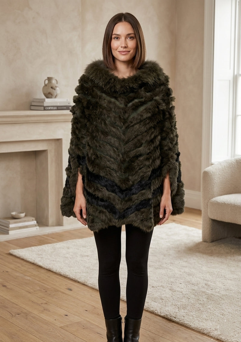 Elegant Rabbit Fur Poncho-SHW1813