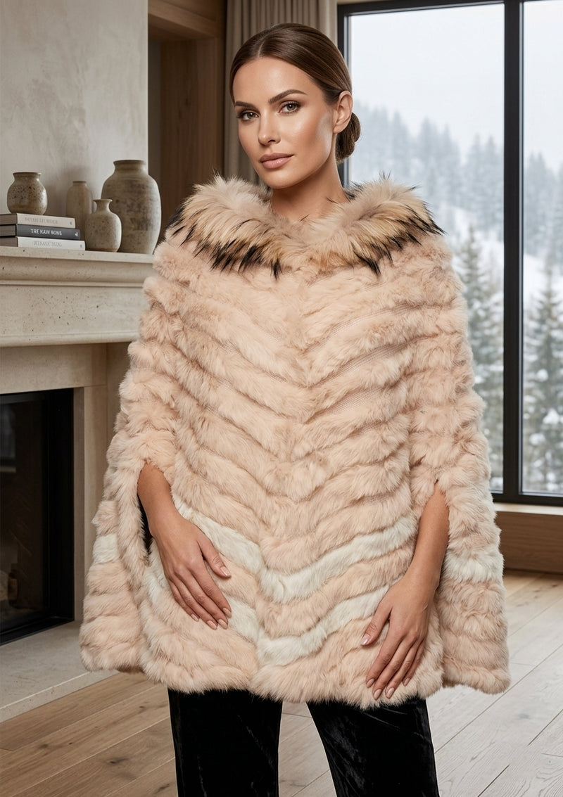 Elegant Rabbit Fur Poncho-SHW1813