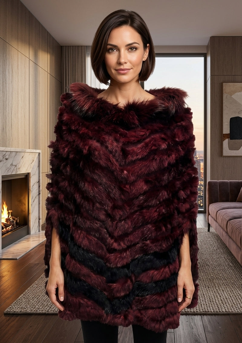 Elegant Rabbit Fur Poncho-SHW1813