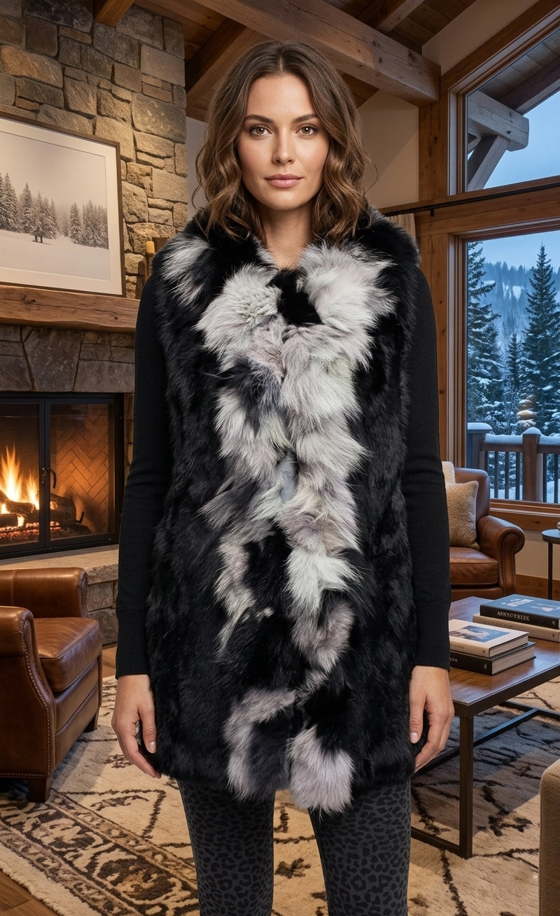 Two-Tone Rabbit Fur Vest - SHW1815