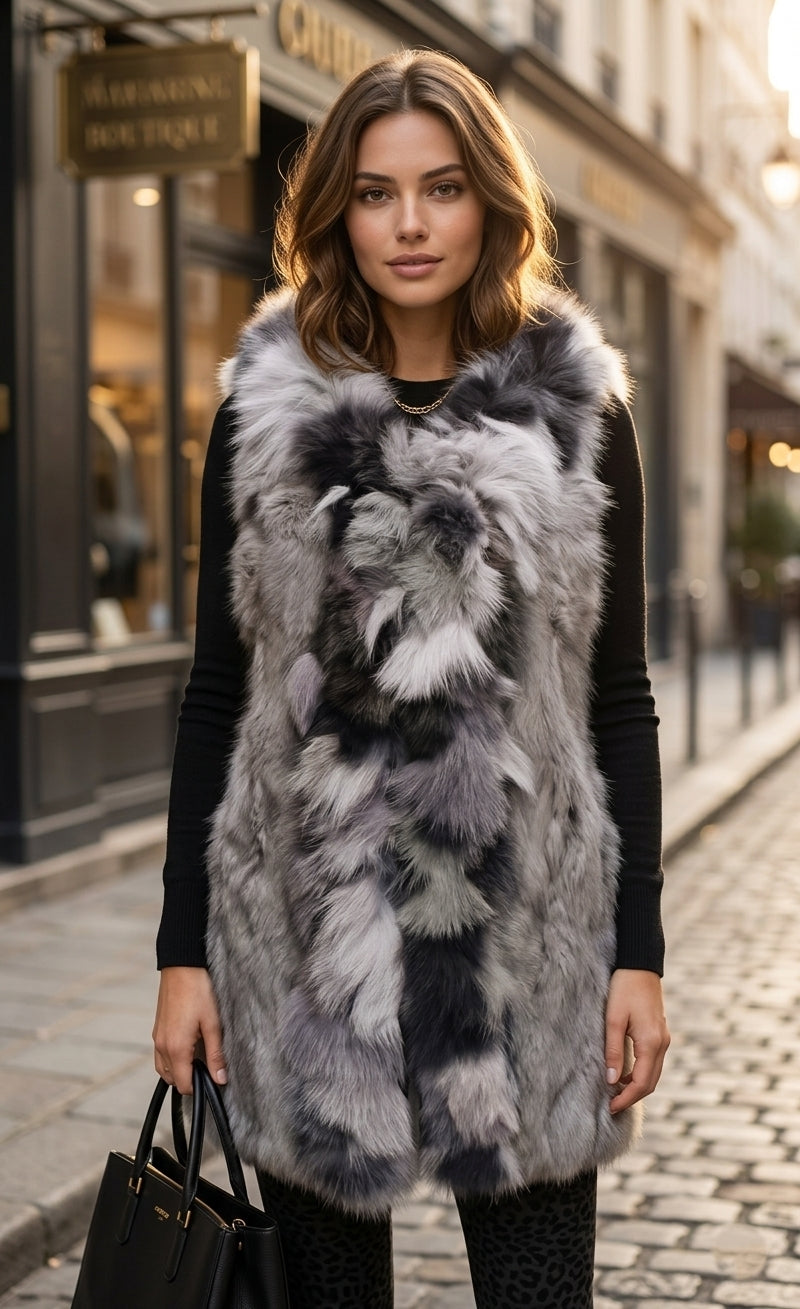 Two-Tone Rabbit Fur Vest - SHW1815
