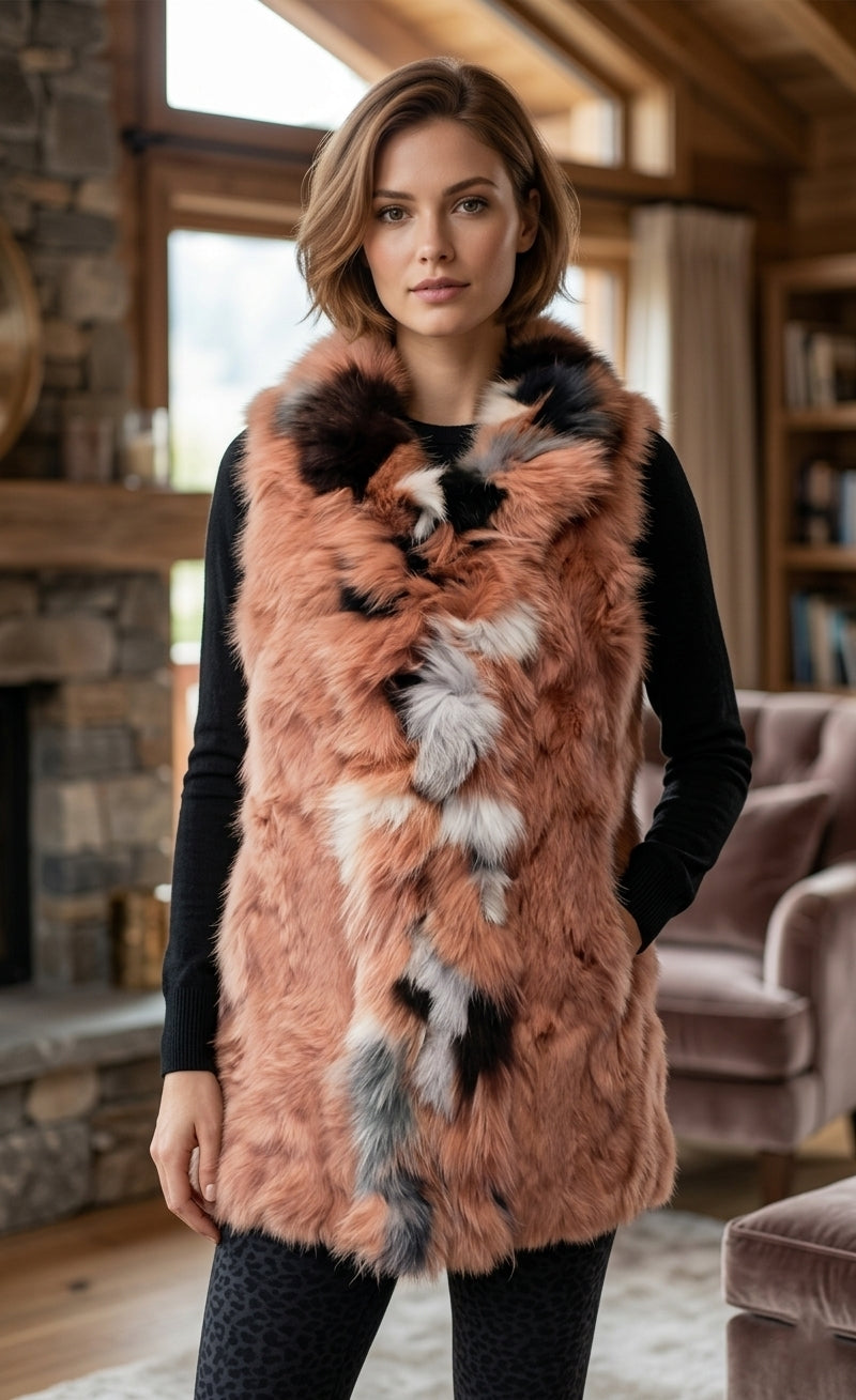 Two-Tone Rabbit Fur Vest - SHW1815