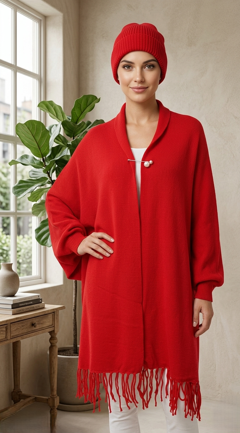 Fringe Trim Shawl Coat-SHW1822