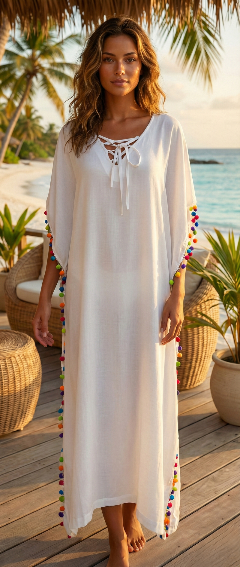 Embroidered Boho Beach Cover-SHW1904
