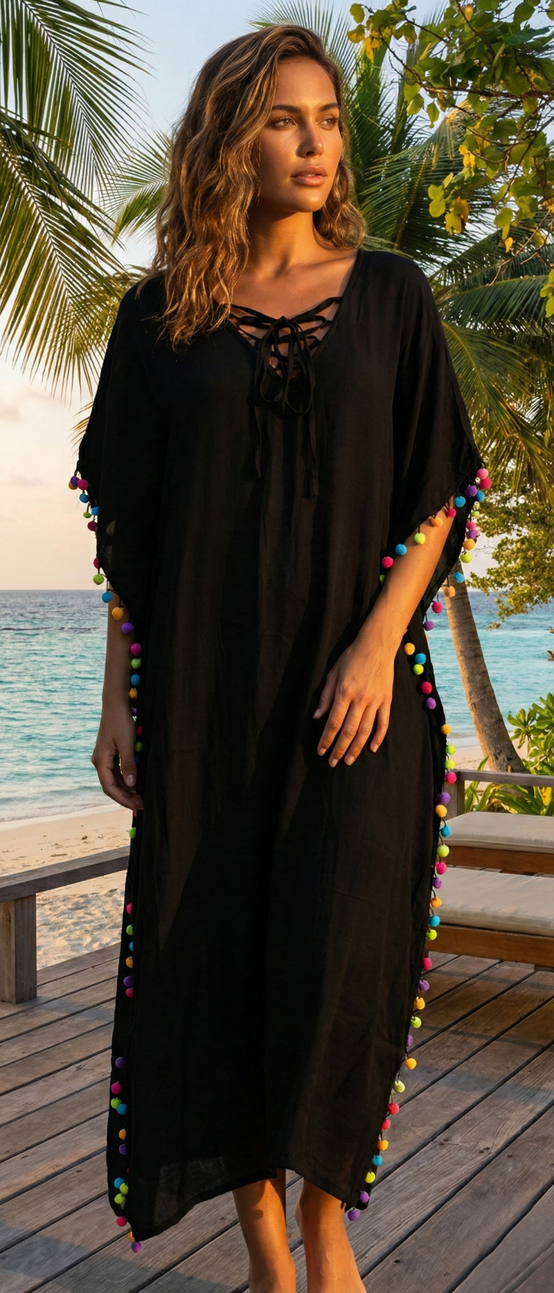 Embroidered Boho Beach Cover-SHW1904