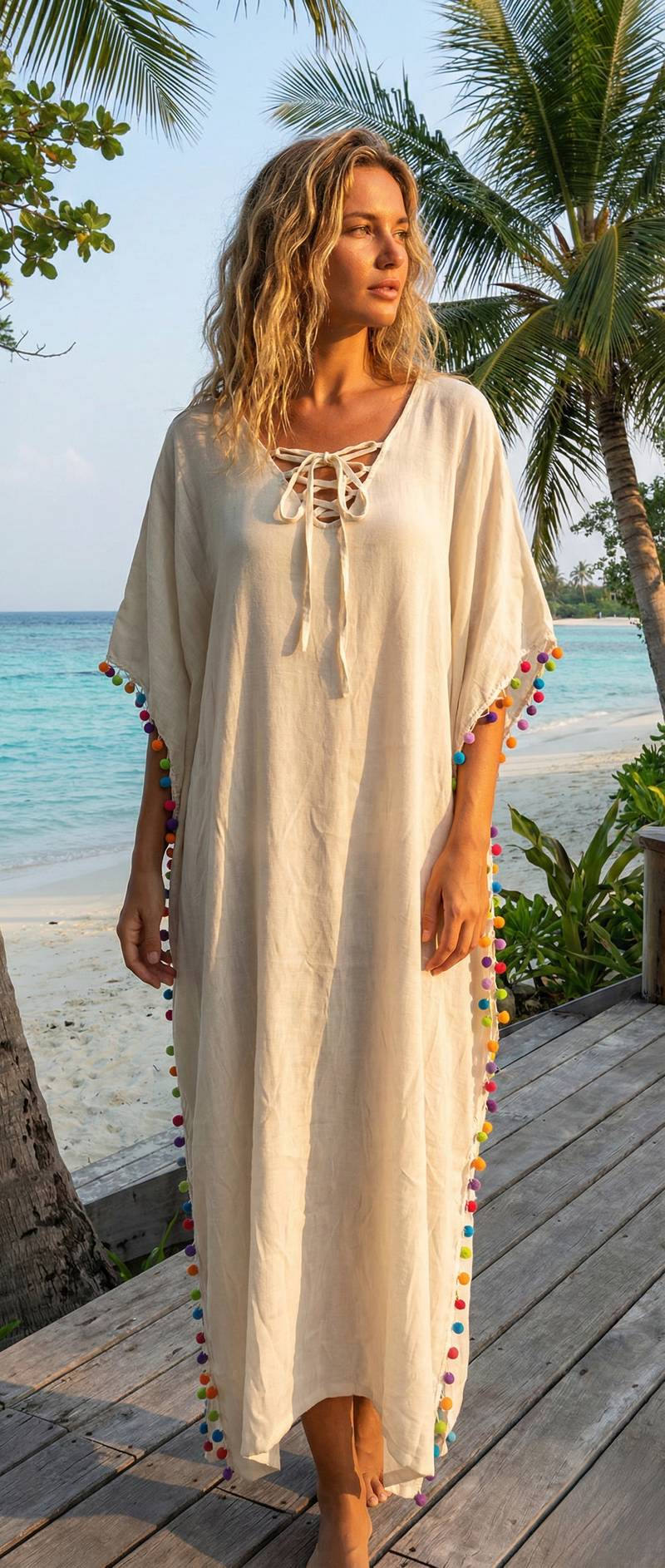 Embroidered Boho Beach Cover-SHW1904