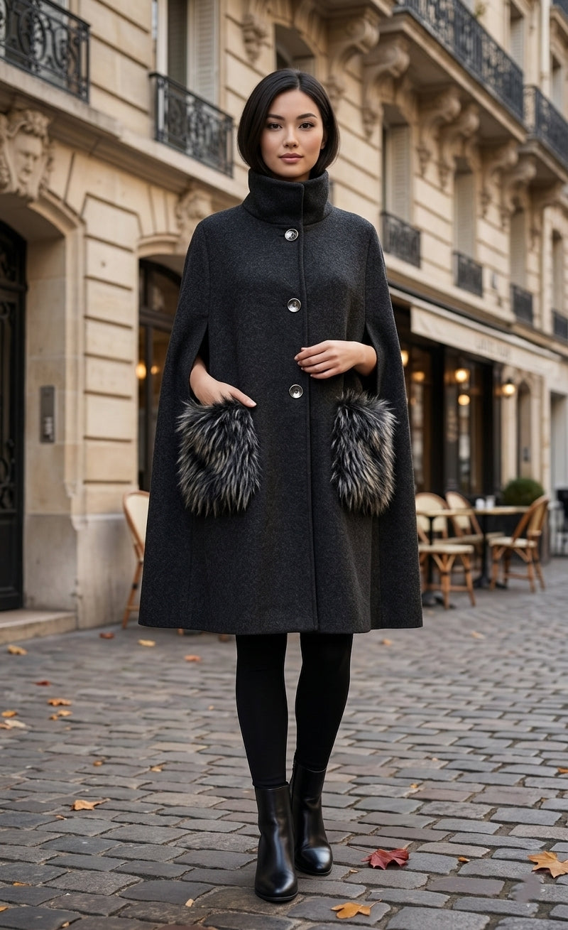 Elegant Faux Fur Cuff Coat-SHW1932