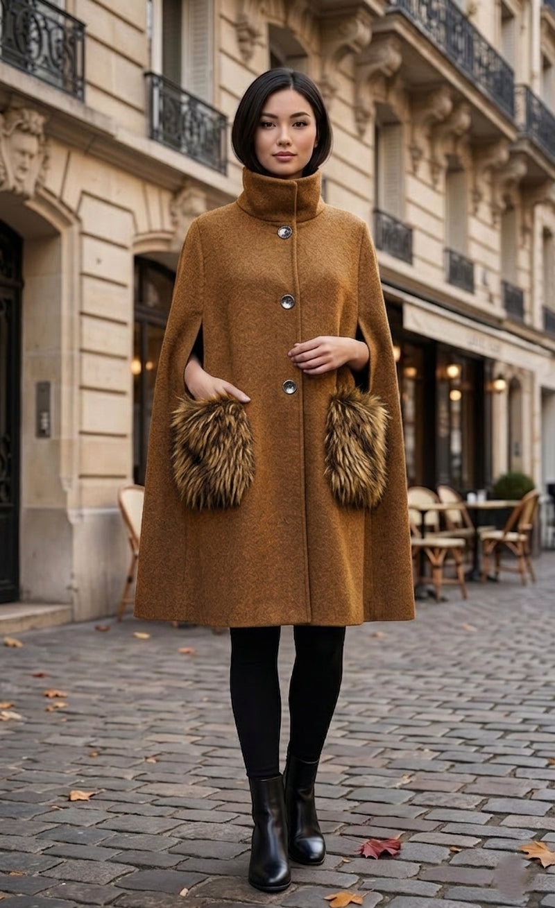 Elegant Faux Fur Cuff Coat-SHW1932