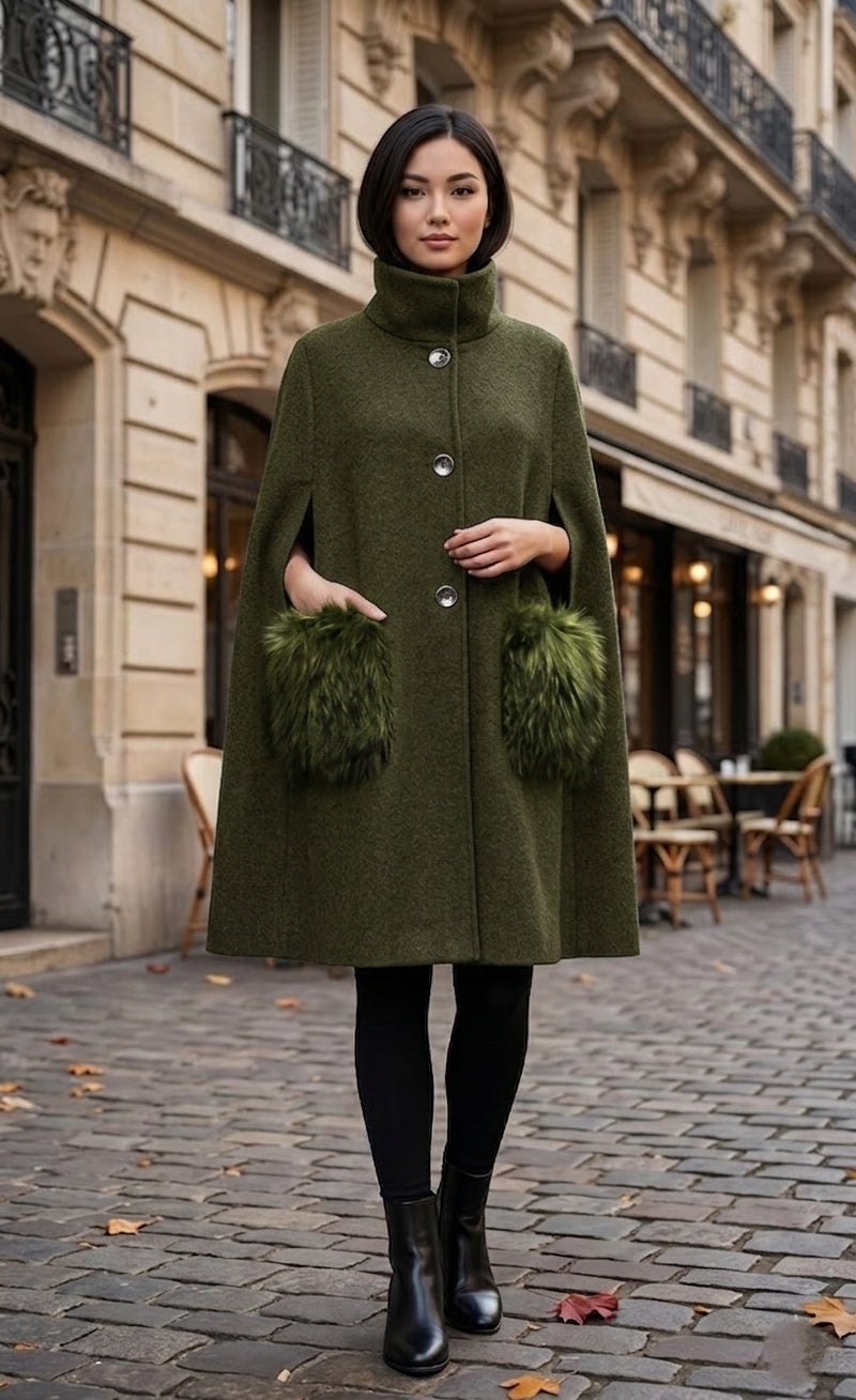 Elegant Faux Fur Cuff Coat-SHW1932