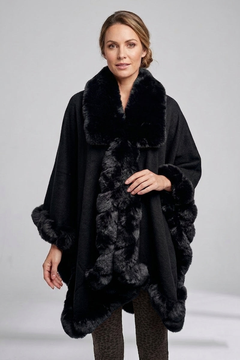 Plus Size Faux Fur Cape-SHW1935
